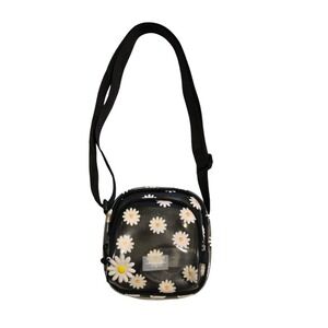 Zara Clear Smokey Daisy Print Love Yourself Crossbody Adjustable Bag